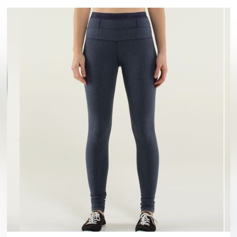 Lululemon Live Natural Pant Heathered Cadet Blue Size 4 logo waistband - Picture 2 of 8